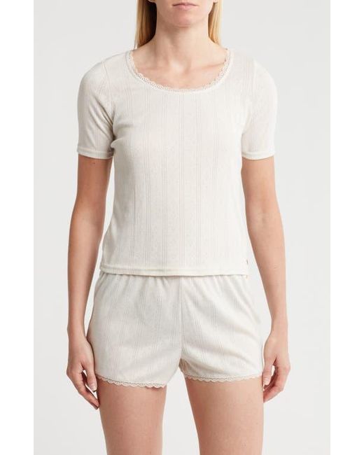 Danskin White Pointelle Stripe Pajamas