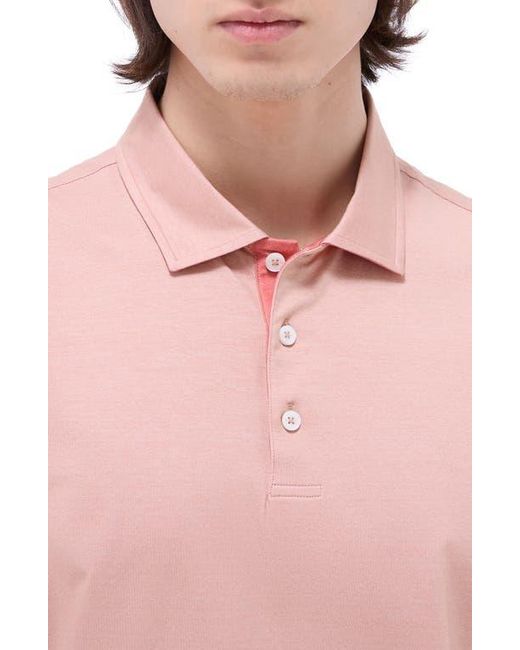Bugatchi Pink Vincent Ooohcotton Double Knit Solid Polo for men