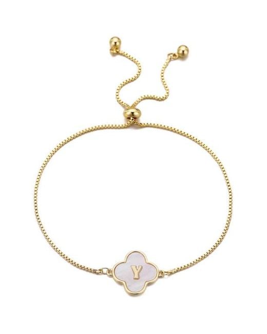 Adornia Metallic Mother Of Pearl Initial Clover Bracelet