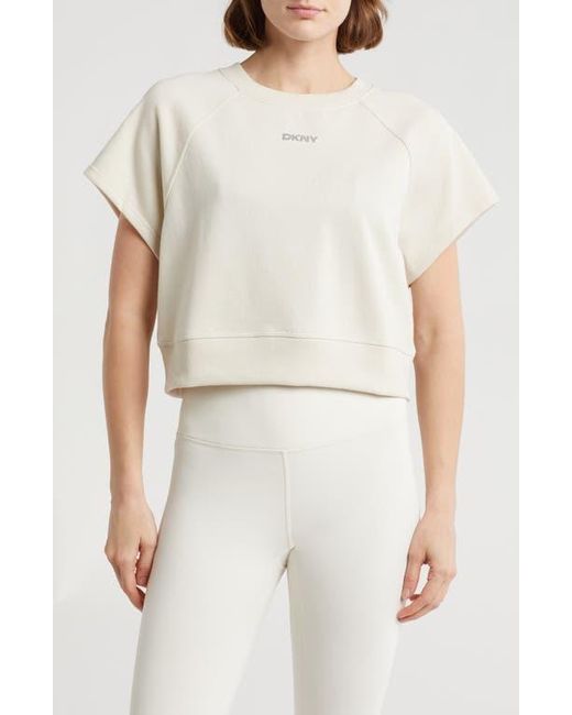 DKNY White Mini Stud Logo Raglan Pullover Top