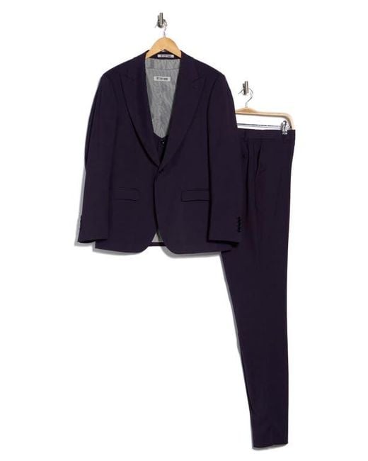 ZEGARIE Blue Stretch 3-Piece Suit for men