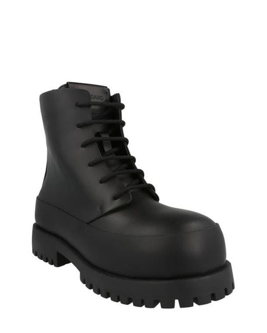 Ferragamo Black Fede Combat Boot for men