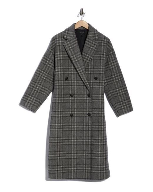 Rag & Bone Gray Thea Plaid Double Breasted Wool Blend Coat