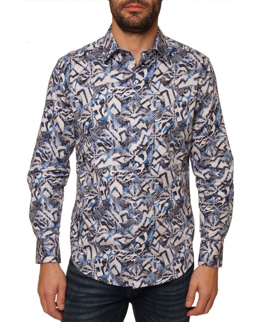 Robert Graham Blue Santos Long Sleeve Button Up Shirt for men