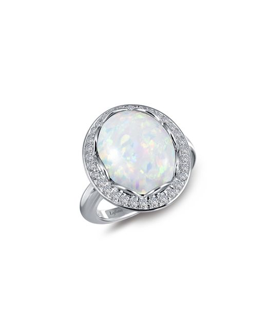 Lafonn Multicolor Art Deco Simulated Opal & Simulated Diamond Halo Ring