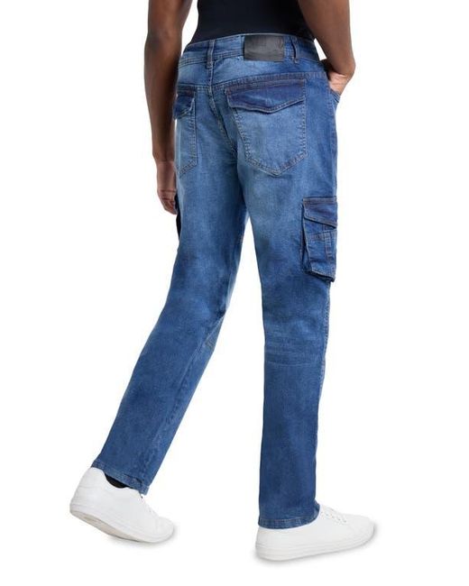 Xray Jeans Blue Slim Fit Cargo Pocket Denim Jeans for men