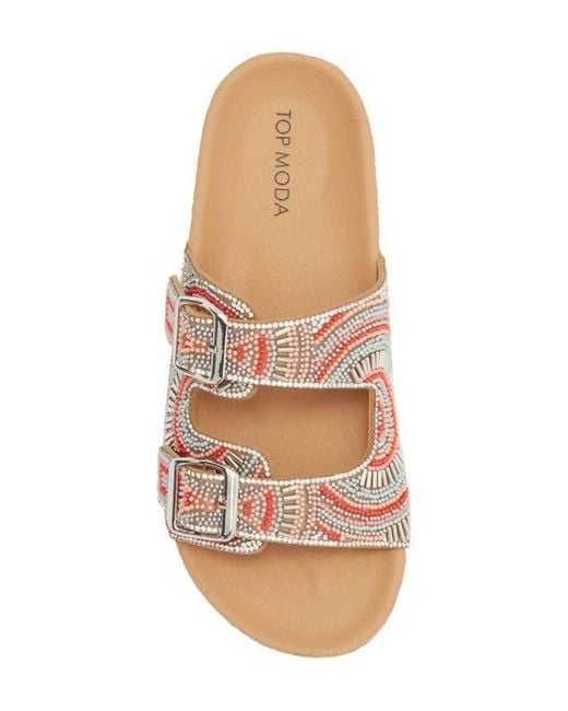 Top Moda Brown Spring Slide Sandal