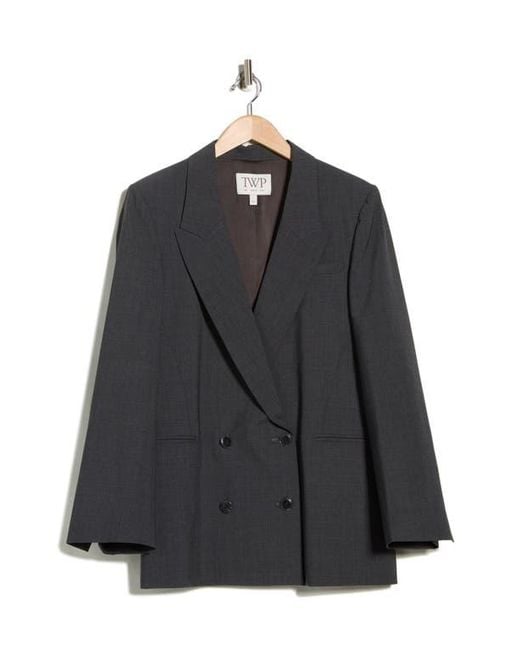 Twp Black Tabitha Double Breasted Wool Blend Blazer