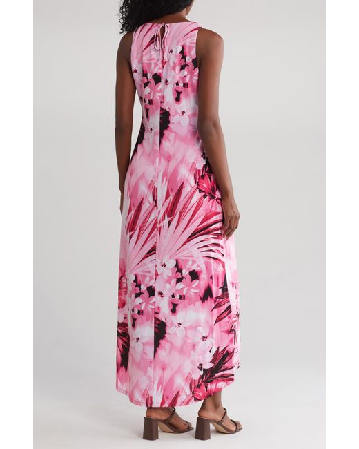 Connected Apparel Pink Floral High-low Maxi Dress