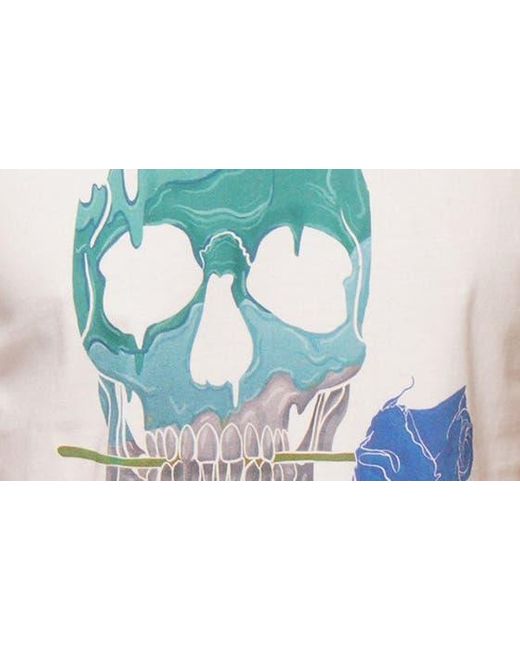 Robert Graham White Melting Skull Cotton Graphic T-shirt for men