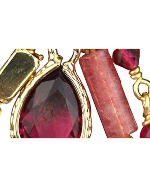 Panacea Metallic Crystal & Stone Charm Drop Earrings