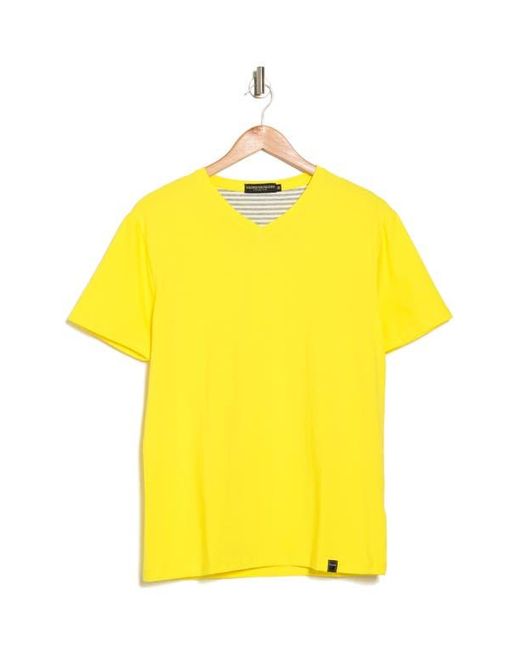 T.R. Premium Yellow Solid Cotton V-Neck Tee for men