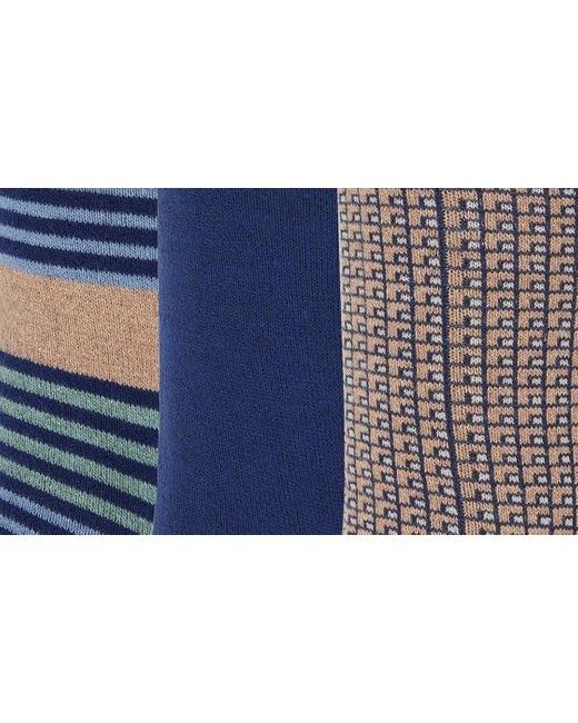 Original Penguin Blue Grid Assorted 3-pack Crew Socks for men