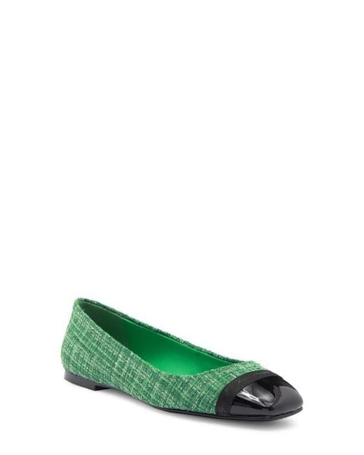 Karl Lagerfeld Green Zofia Cap Toe Tweed Flat