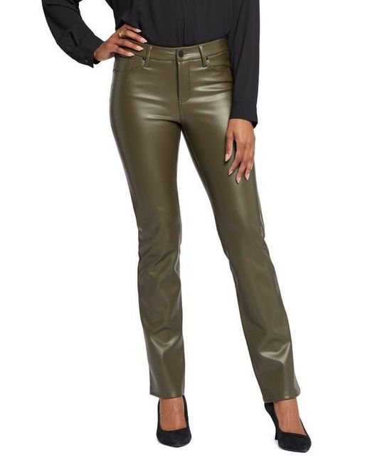 NYDJ Green Marilyn Faux Leather Straight Leg Pants