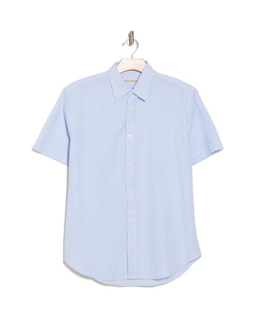 COASTAORO Blue Niko Stripe Cotton Short Sleeve Button-up Shirt for men