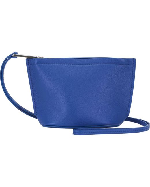 Ferragamo Blue Zip Leather Pouch for men