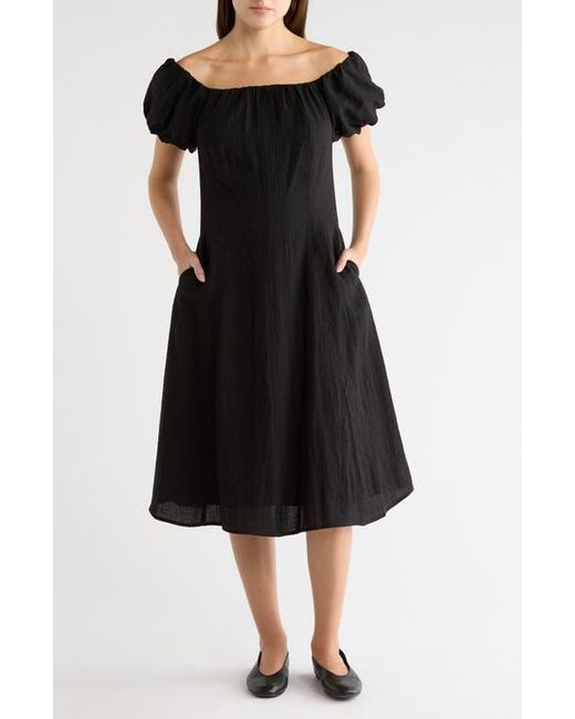 sam edelman off the shoulder dress Sam Edelman Off the Shoulder Midi Dress Dolce Blue 4