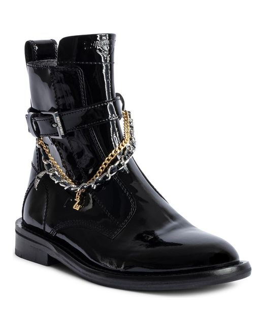 Zadig & Voltaire Black Laureen Chain Detail Bootie