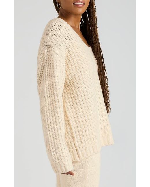 Florence By Mills Natural Open Stitch V-Neck Pullover