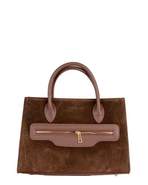 Persaman New York Brown Renata 18 Suede Tote