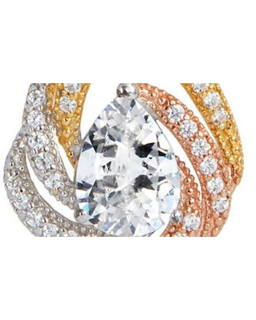 SAVVY CIE JEWELS Metallic Tri-Tone 18K Plated Sterling Cubic Zirconia Pendant Necklace