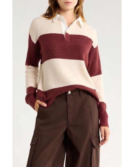 Vigoss Red Stripe Rugby Polo Sweater