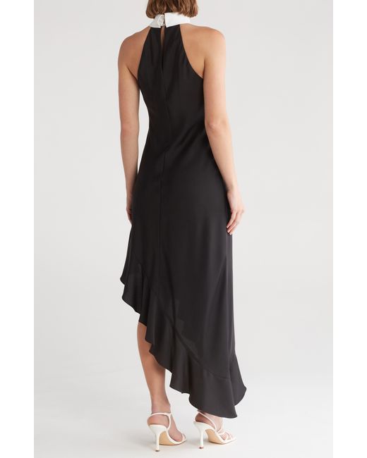 Karl Lagerfeld Black Asymmetric Skirt Halter Dress