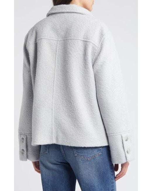 Sam Edelman Stand Collar Pressed Bouclé Jacket in Gray | Lyst Sam Edelman Stand Collar Pressed Bouclé Jacket in Gray | Lyst