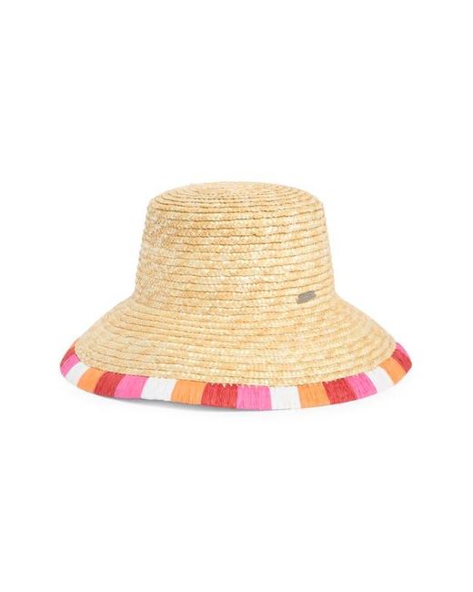 Steve Madden White Raffia Trim Bucket Hat