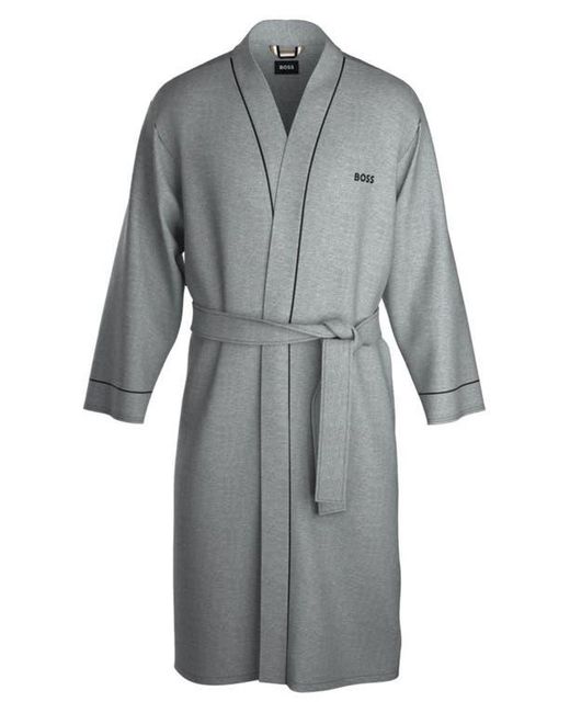 Boss Gray Piped Cotton Robe for men