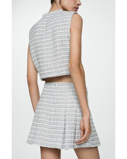 Mango Gray Button Tab Tweed Miniskirt