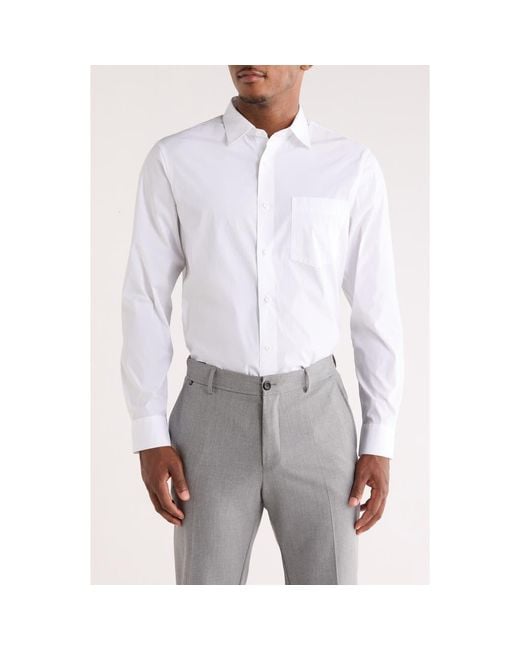 Nordstrom Gray Solid Stretch Button-Up Shirt for men