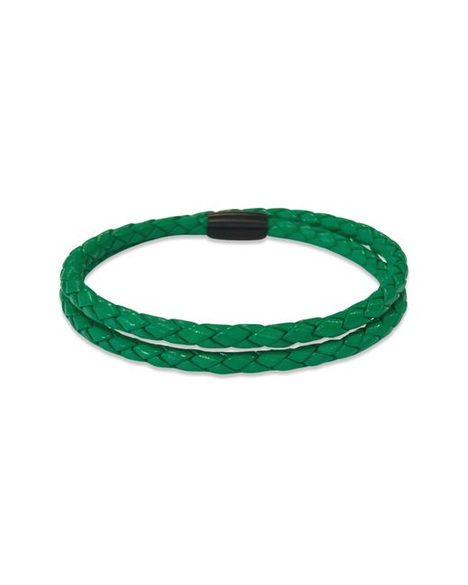 Liza Schwartz Green Mens' Braided Leather Wrap Bracelet for men