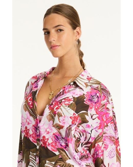 Sea Level Pink Isla Beach Oversize Cover-Up Shirt