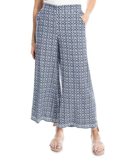 Max Studio Blue Wide Leg Pull-On Crop Pants