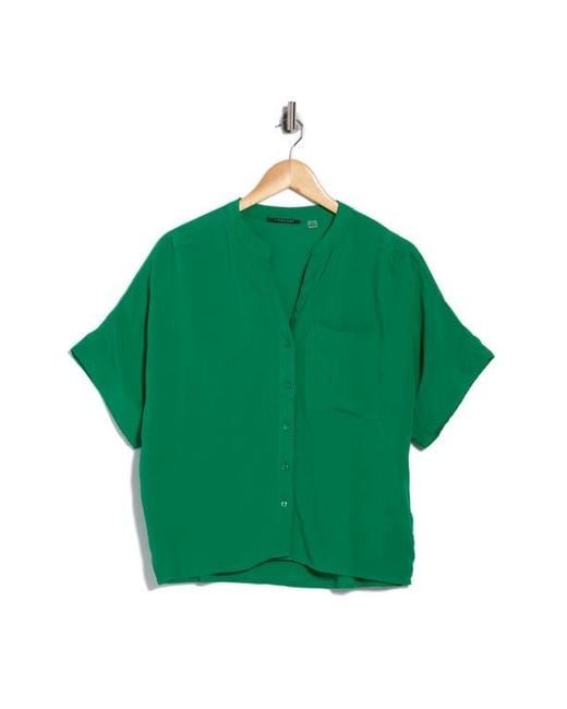 Tahari Green Split Neck Shirt