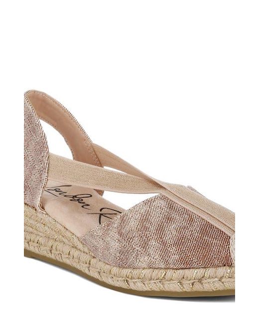LONDON RAG Pink Port Side Metallic Espadrille Platform Wedge Pump