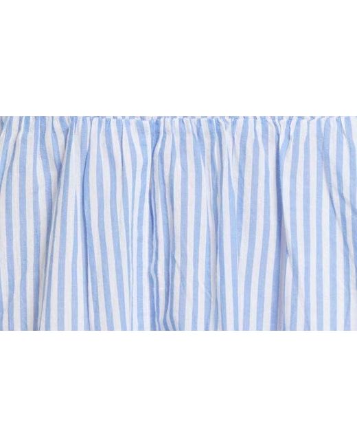 Beach Lunch Lounge Blue Elodie Stripe Long Sleeve Linen & Cotton Dress