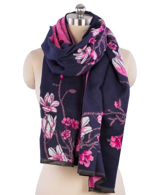 Saachi Purple Floral Pattern Reversible Scarf