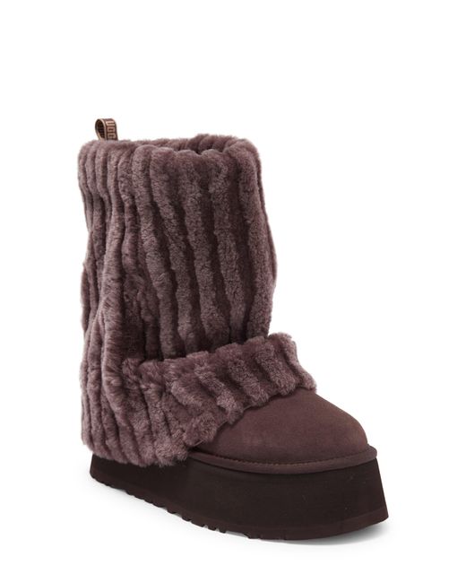 UGG Classic Short Faux Shearling Platform Boot in Brown | Lyst
