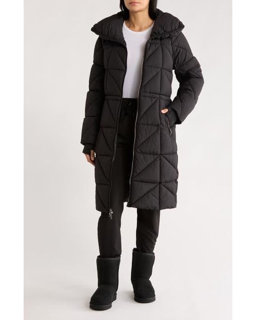 BCBGeneration Black Longline Water Resistant Puffer Jacket