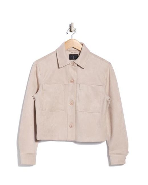 Tahari Natural Crop Faux Suede Jacket
