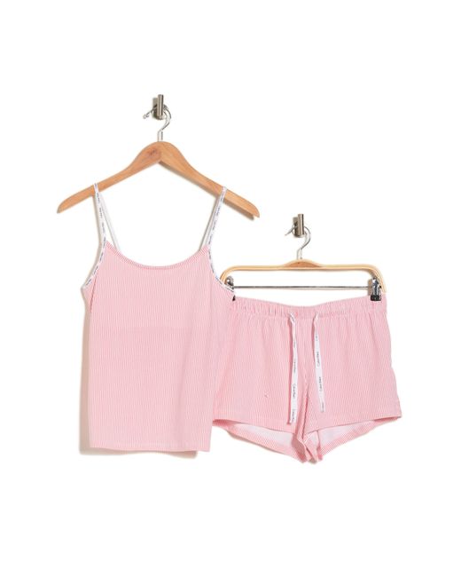 Calvin Klein Stretch Cotton Camisole & Shorts Pajamas in Pink | Lyst