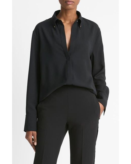 Vince Black Stud Collar Detail Button-Down Shirt