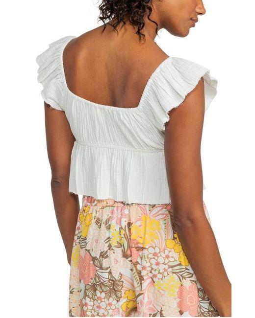Roxy Multicolor Brisa Flutter Sleeve Crop Top