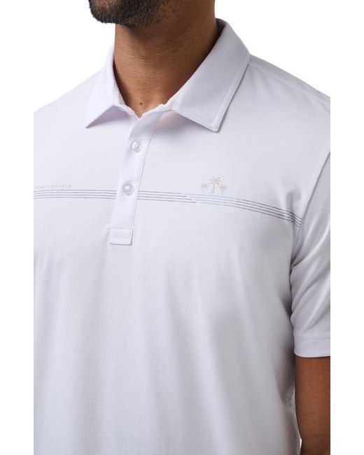 Travis Mathew White Bay Break Chest Stripe Polo for men