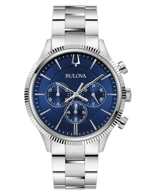 Bulova Blue Chronograph Bracelet Watch, 42Mm for men