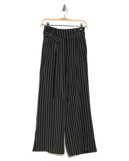 Adrianna Papell Black Pinstripe Tie Waist Pants
