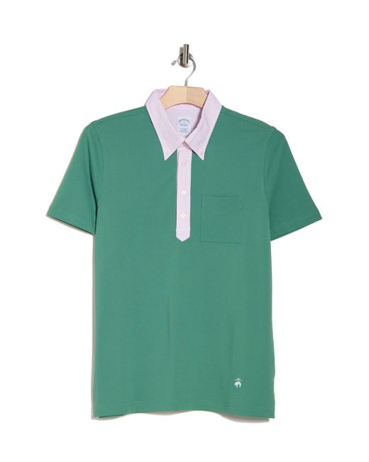 Brooks Brothers Green Oxford Stripe Supima® Cotton Polo for men